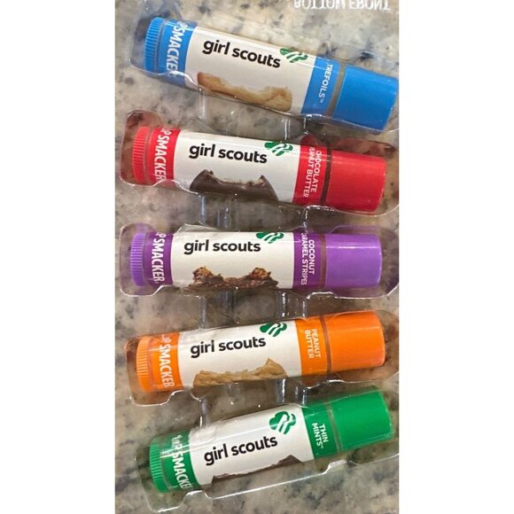 Vintage Bonne Bell Lip Smacker Girl Scout Cookies Lip Balm Set 6pc w/Zip Pouch - Picture 3 of 9